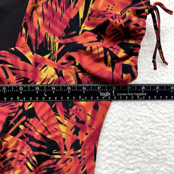 Y2K Vintage Worthington Mesh Top S M Small Medium Orange Palm Leaf Pattern Boho - Picture 4 of 7